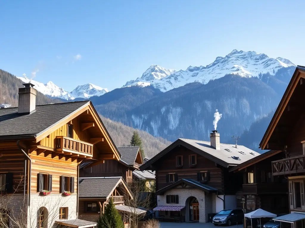A luxurious chalet in Verbier, Switzerland, nestled among snow-covered mountains, showcasing the epitome of alpine living with its grand architecture and stunning natural surroundings.