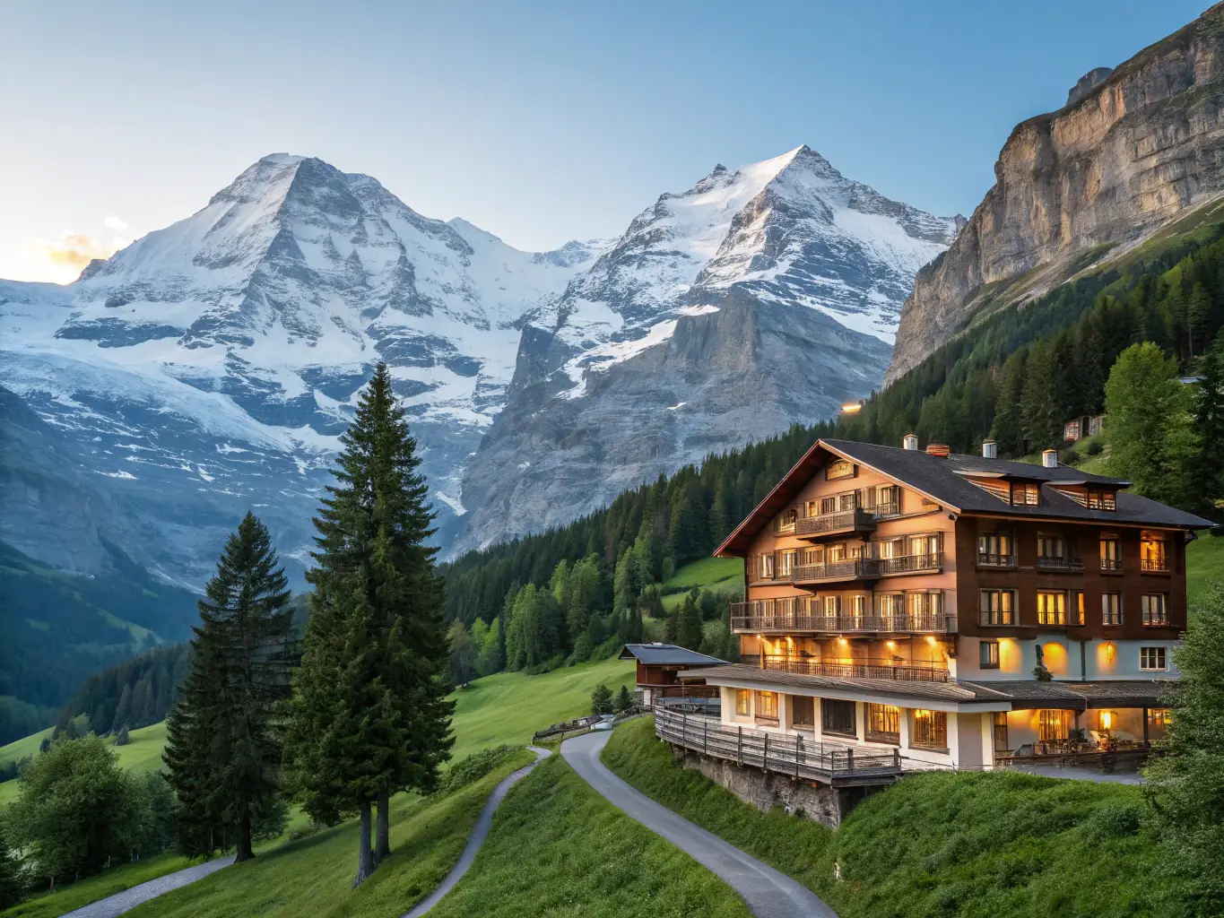 A photograph depicting a ski-in/ski-out chalet in Verbier, showcasing its private location and luxurious design amidst the Swiss Alps.
